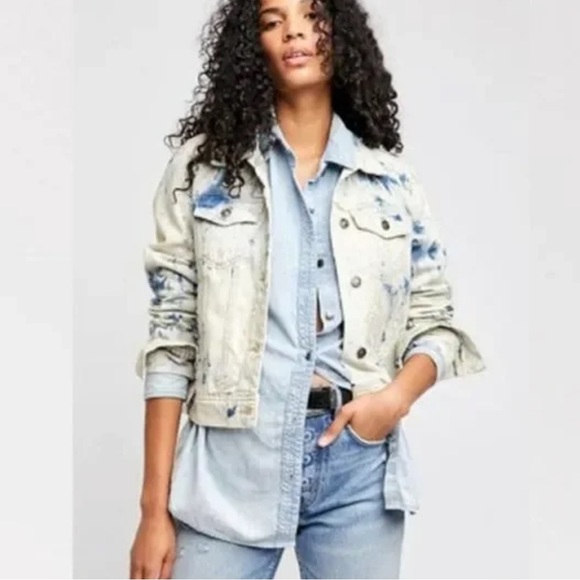 Free People Jackets & Blazers - NWT Free People Jones Tie Dye Denim Jacket